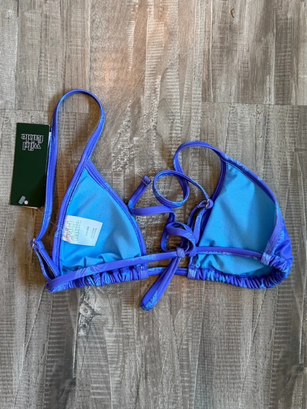 wild fable Purple-Trim Blue Triangle Bikini Top with Butterfly Accent